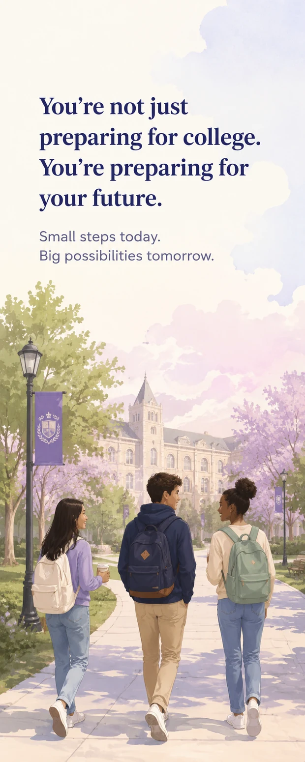 You're not just preparing for college. You're preparing for your future. Small steps today. Big possibilities tomorrow.